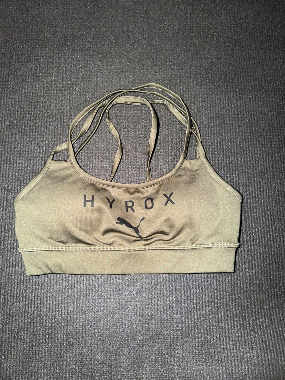 HYROX x Puma Olive Green Strappy Sports Bra -